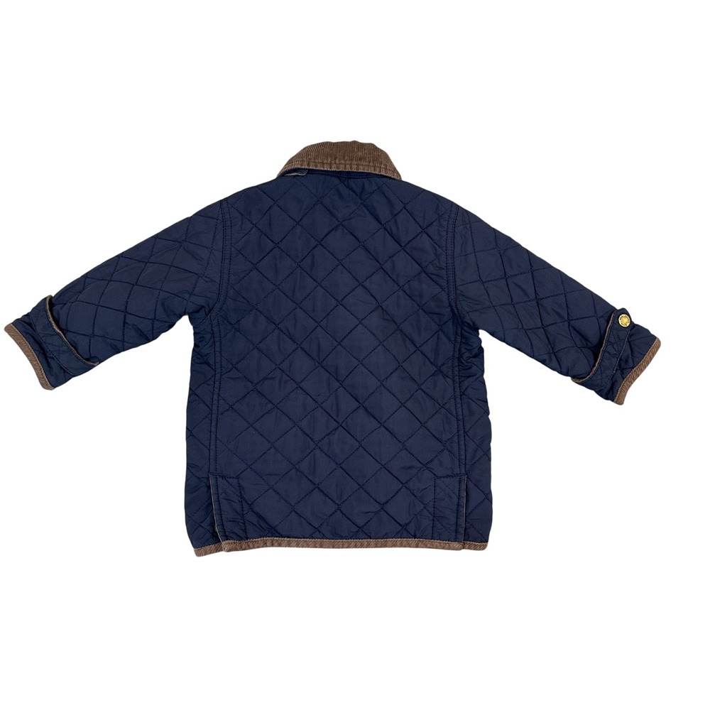 Polo Ralph Lauren Navy Blue Quilted Jacket Corduroy Trim 24M Baby Boy - Picture 2 of 16